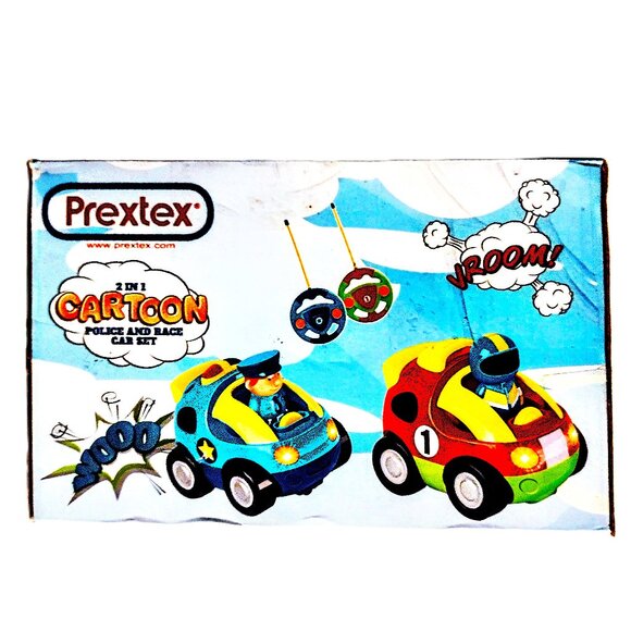 PREXTEX Radio-Control Cartoon Police & Race Car Set w/Light-Sound ~ NEW & TESTED - Picture 11 of 15
